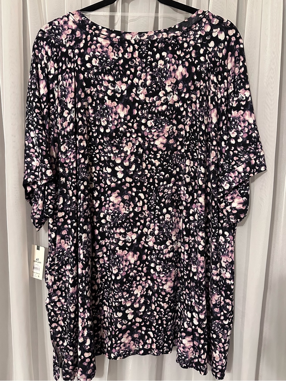 Terra & Sky Black Pink Abstract Print Soft Stretchy V-Neck Top Size 4X - Picture 8 of 9